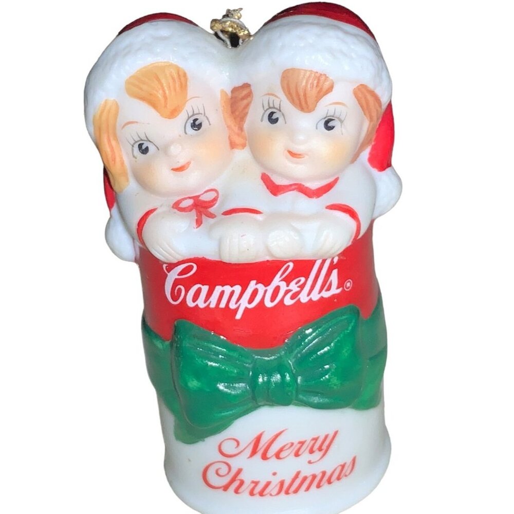 Original Campbell soup kids Christmas ornament 3" Christmas 1992 Ceramic Can